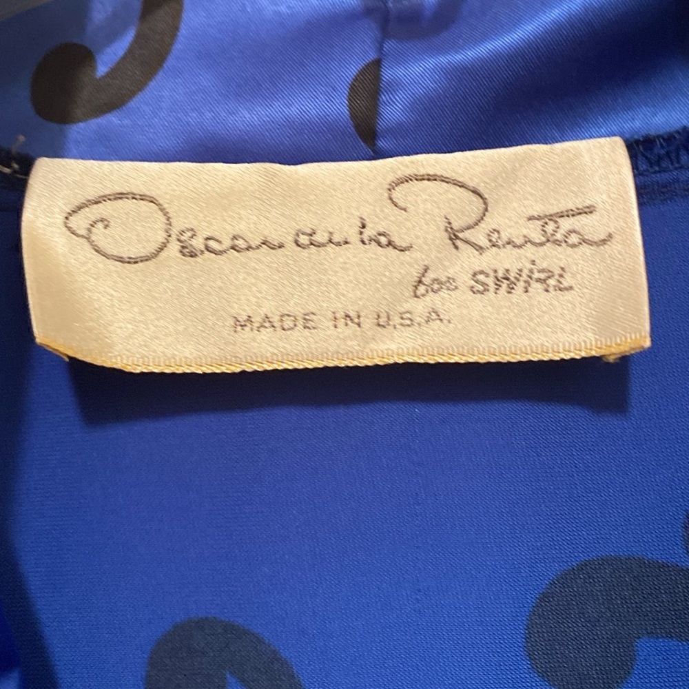Vintage Oscar de la Renta for Swirl Royal Blue Black Cowl Neck Kaftan - Picture 5 of 9